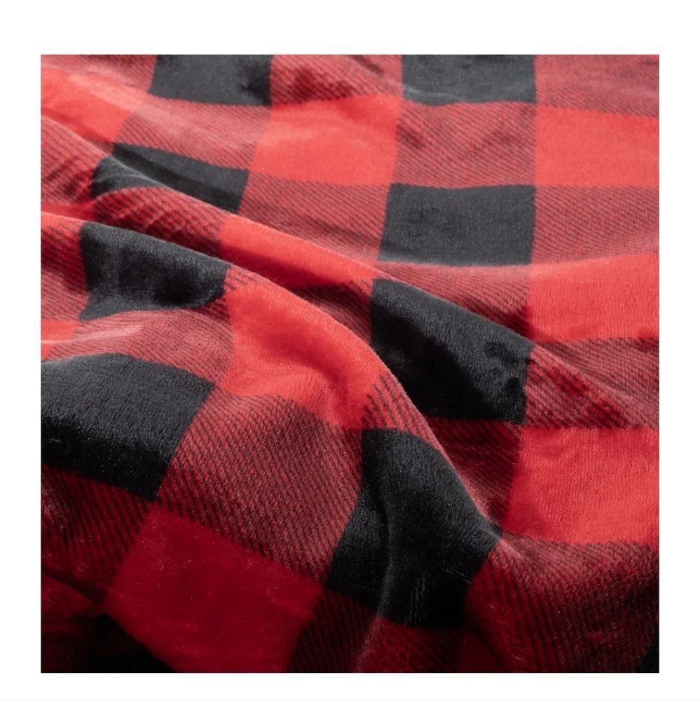 The BIG One Family Sized Plush Oversized Red and Black Plaid Throw Blanket